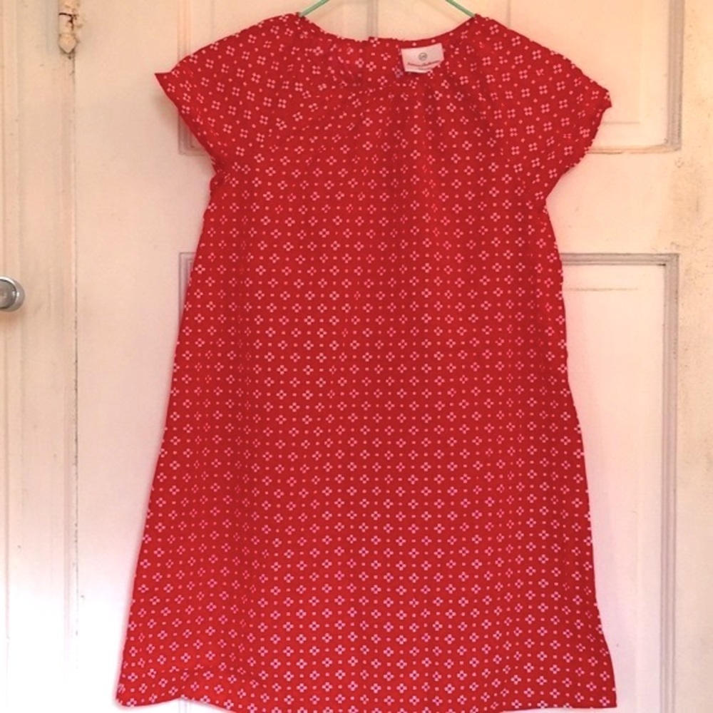 Hanna Andersson Red Floral Cotton Shift Dress in size 120 (7/8)